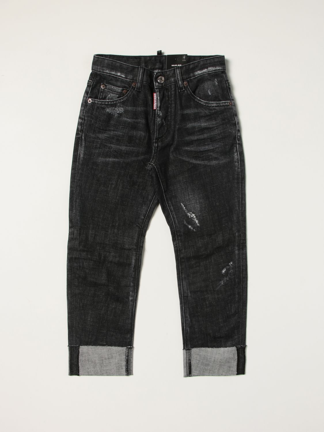 Jeans Dsquared2 Junior: Jeans a 5 tasche Dsquared2 Junior con logo grigio 1