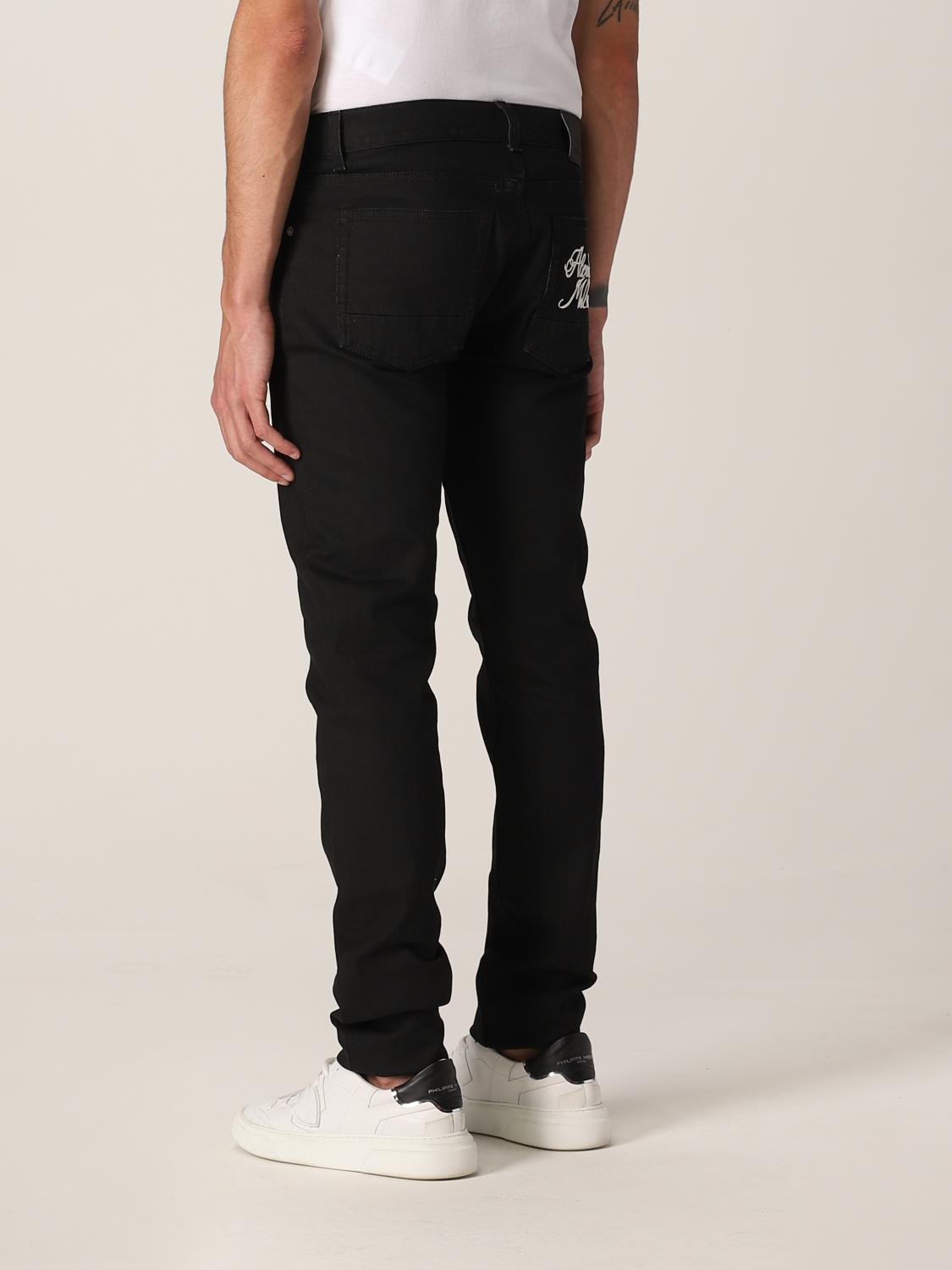 ALEXANDER MCQUEEN: denim jeans with logo - Black | Jeans Alexander Mcqueen  687567QSY47 GIGLIO.COM