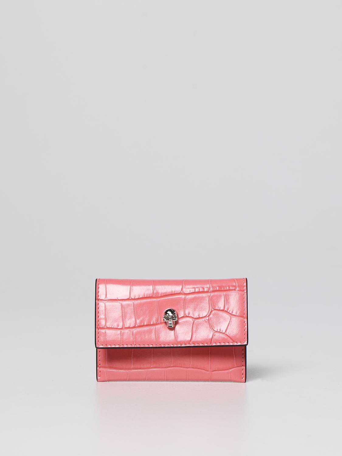 ALEXANDER MCQUEEN: Portacarte di credito in pelle con stampa cocco -  Corallo | Portafoglio Alexander Mcqueen 6320391JMUY GIGLIO.COM