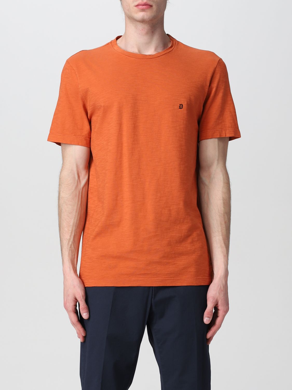 Dondup Basic Tshirt With Mini Logo In Orange