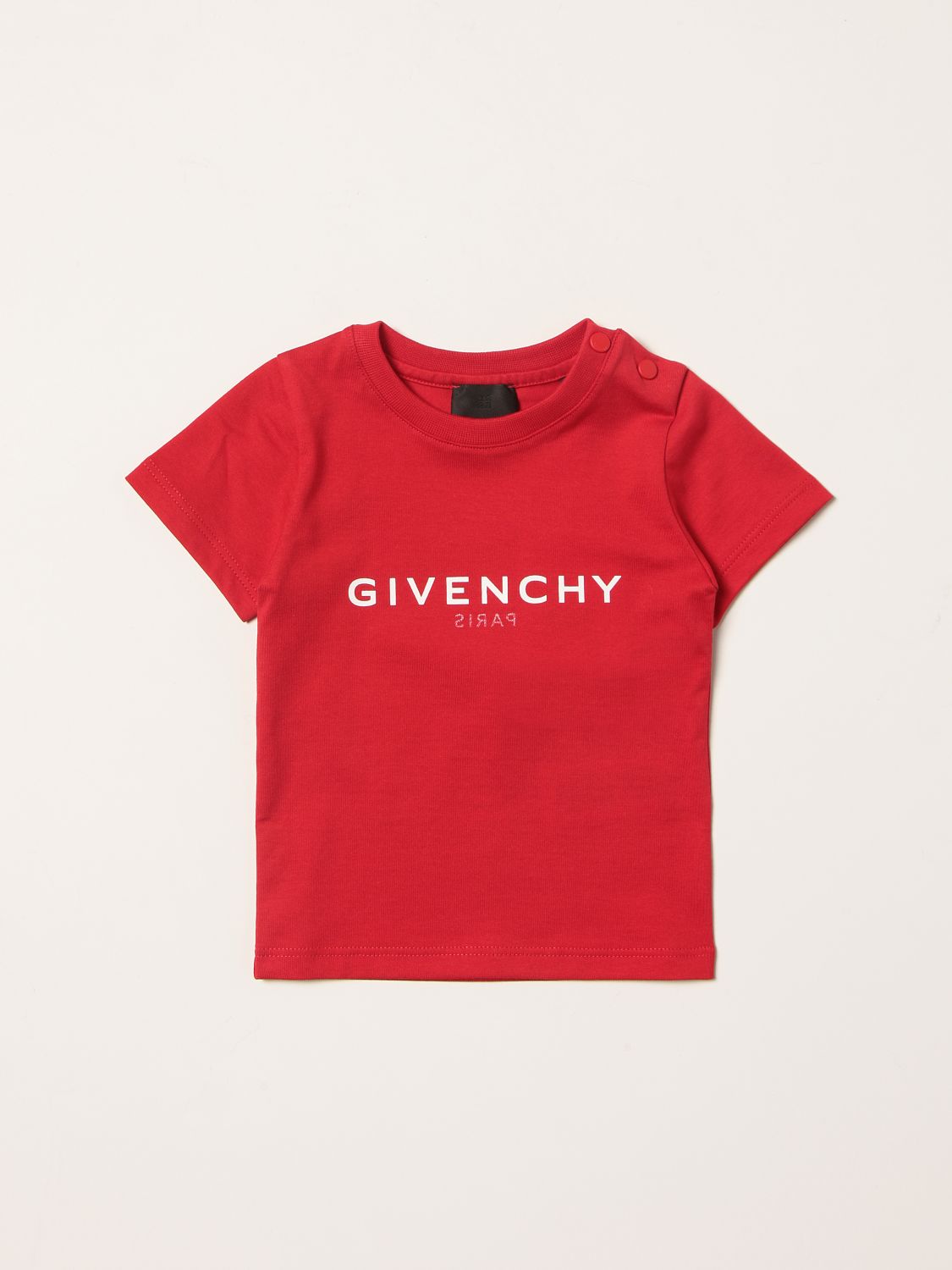 GIVENCHY: cotton t-shirt with logo - Red | Givenchy t-shirt H05204 ...