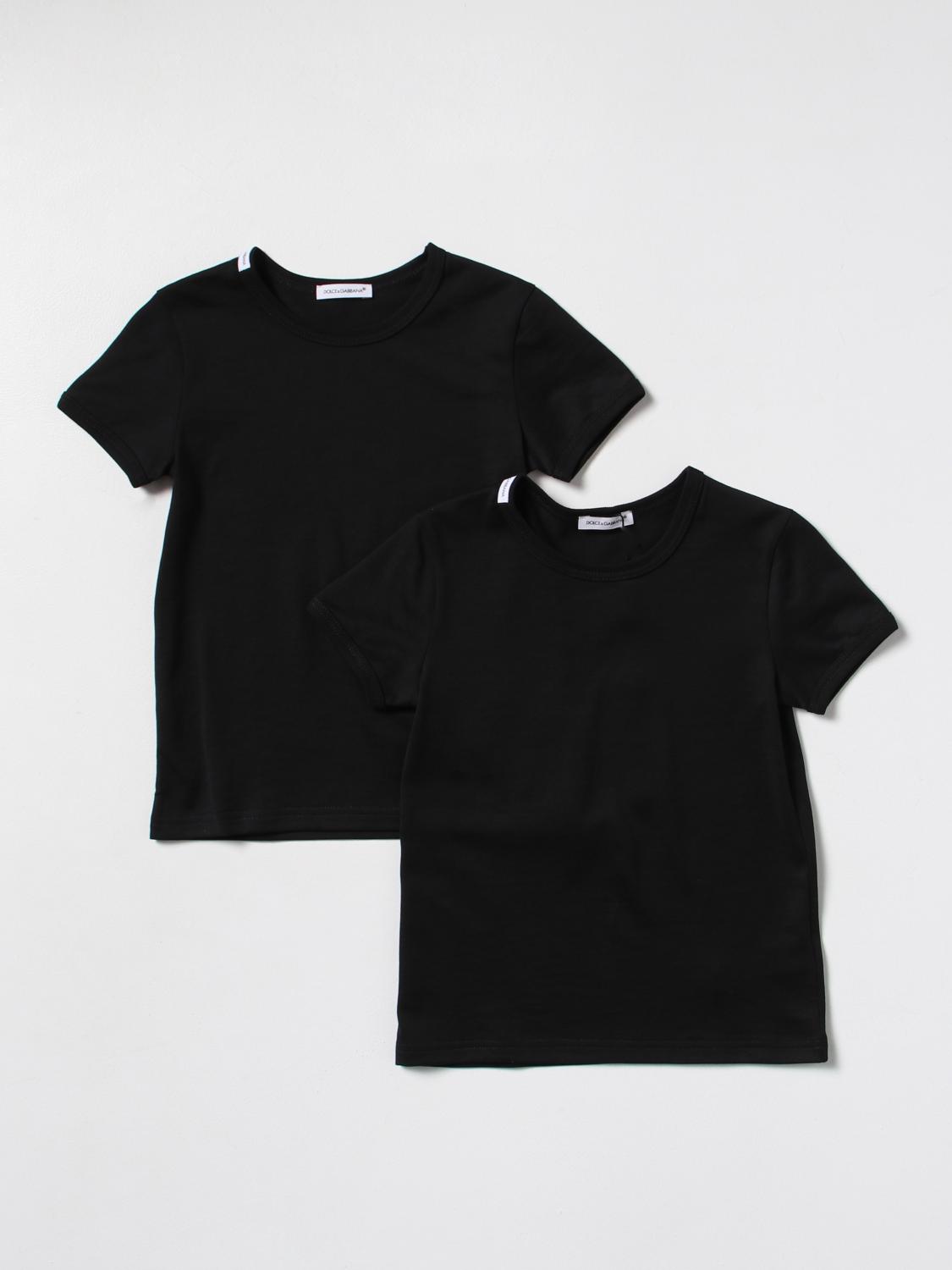 Dolce & Gabbana Black Cotton T-shirt Set In Black