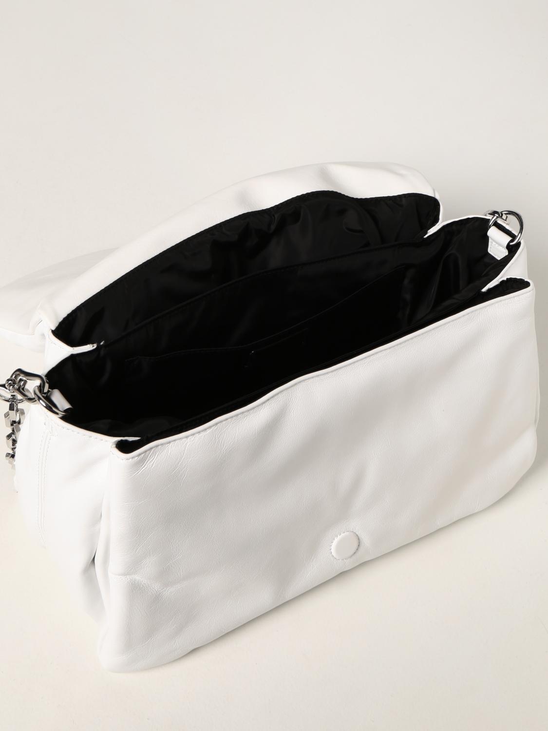 KARL LAGERFELD Signature bag in nappa leather with logo White Karl