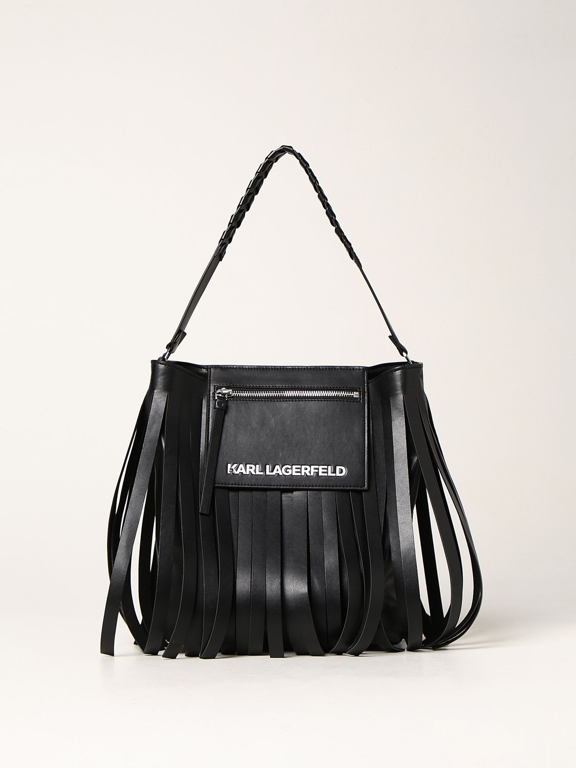 Shoulder bag Karl Lagerfeld: Karl Lagerfeld bag in synthetic leather with fringes black 1