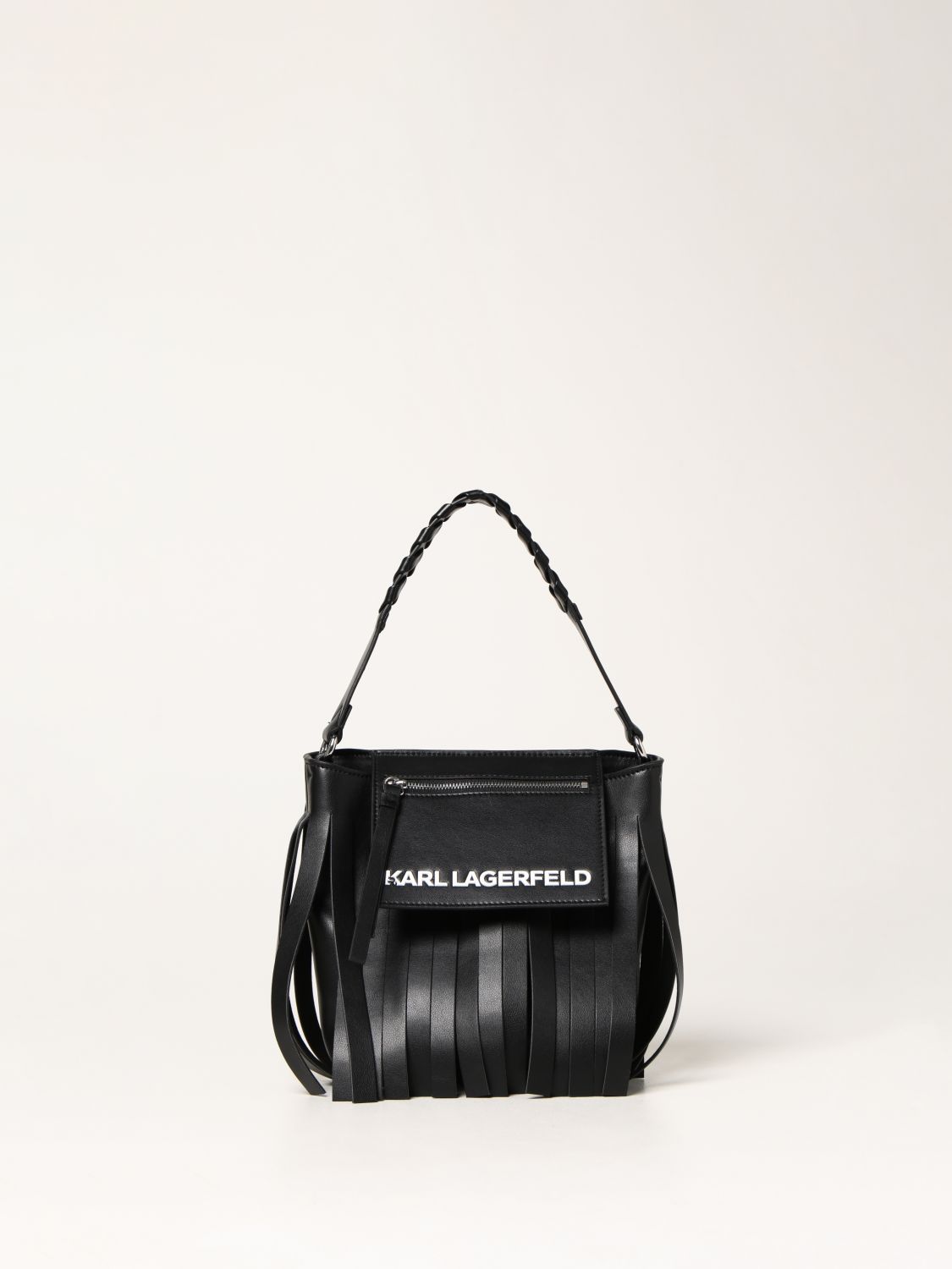 Borsa mini Karl Lagerfeld: Borsa Karl Lagerfeld in pelle sintetica con frange nero 1