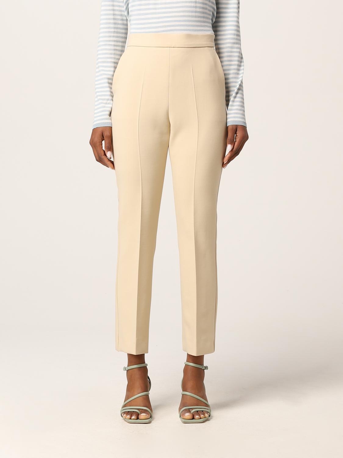 MAX MARA: Pantalone cropped in lana vergine - Naturale | Pantalone Max Mara  11310121600 GIGLIO.COM