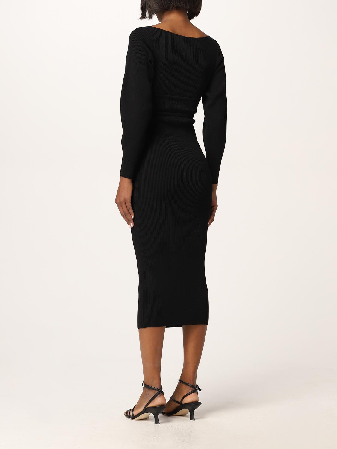 SELF-PORTRAIT: Abito midi in maglia a coste - Nero | Abito Self-Portrait  RS22086D GIGLIO.COM