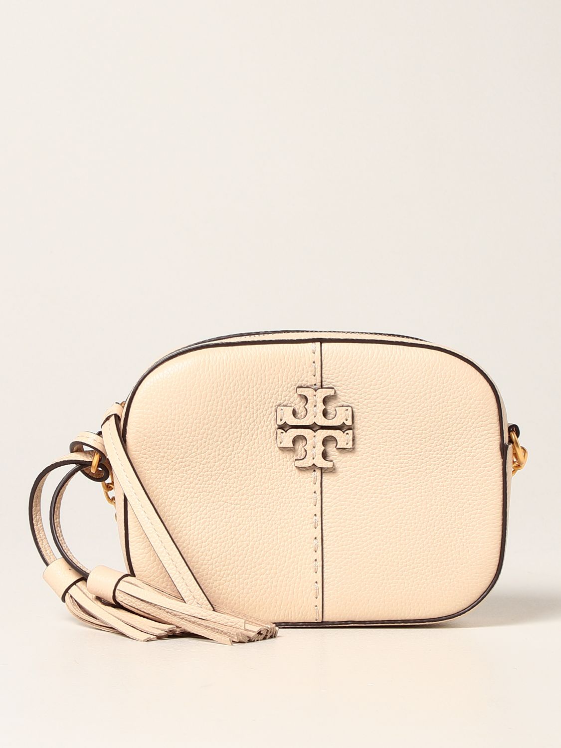TORY BURCH: bag in textured leather - Ivory | Tory Burch crossbody bags  64447 online on 
