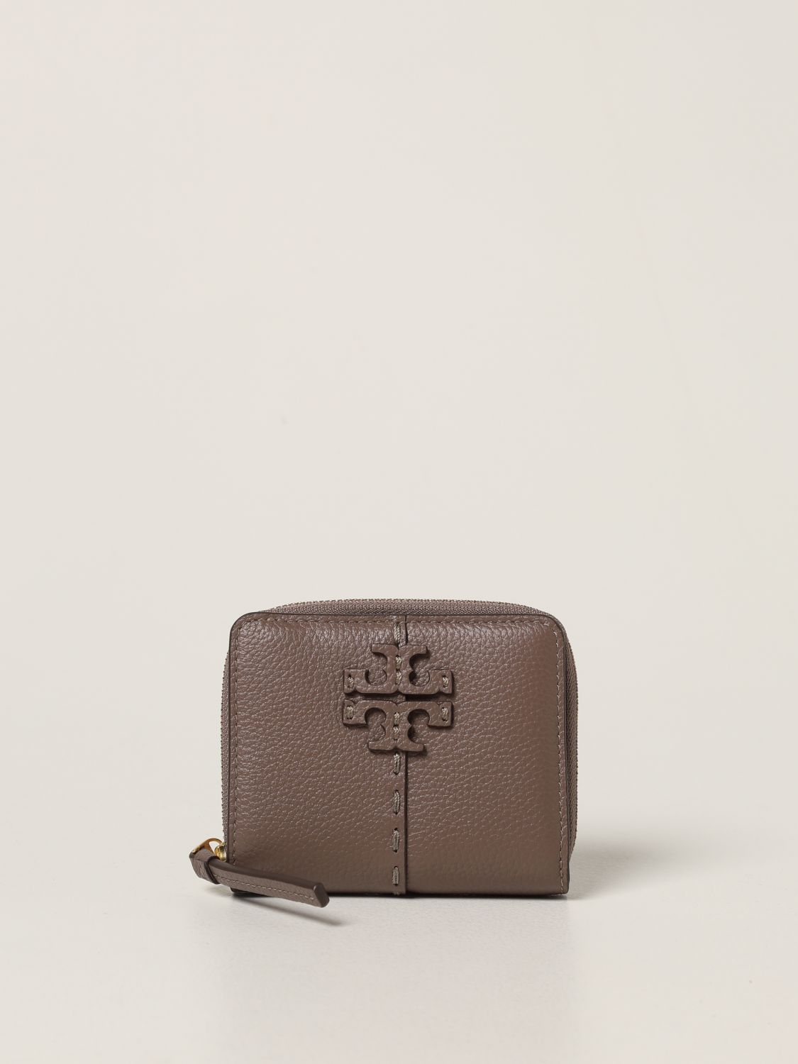 TORY BURCH: wallet in textured leather - Grey | Tory Burch wallet 64522  online on 