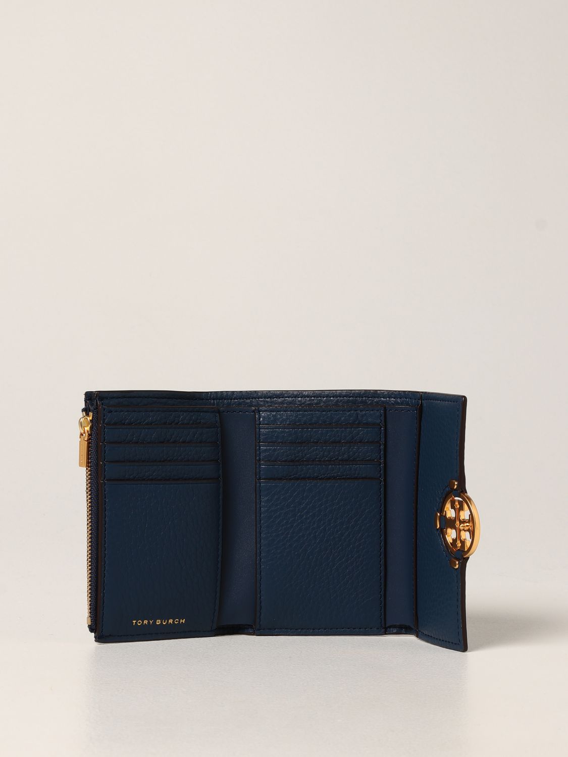 TORY BURCH: wallet in textured leather - Blue | Tory Burch wallet 79393  online on 