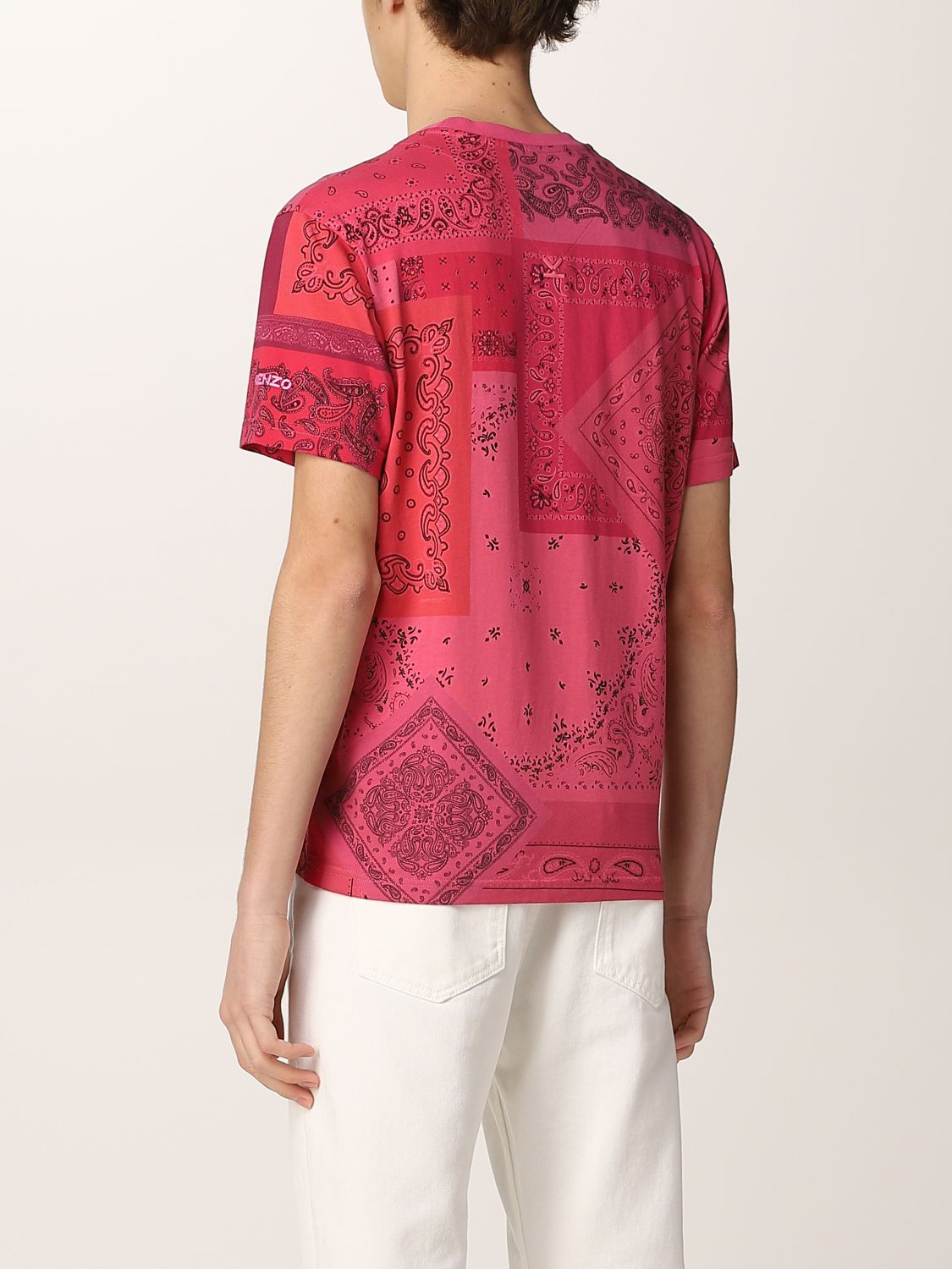 T-shirt Kenzo: T-shirt Kenzo in cotone con stampa bandana rosa 3
