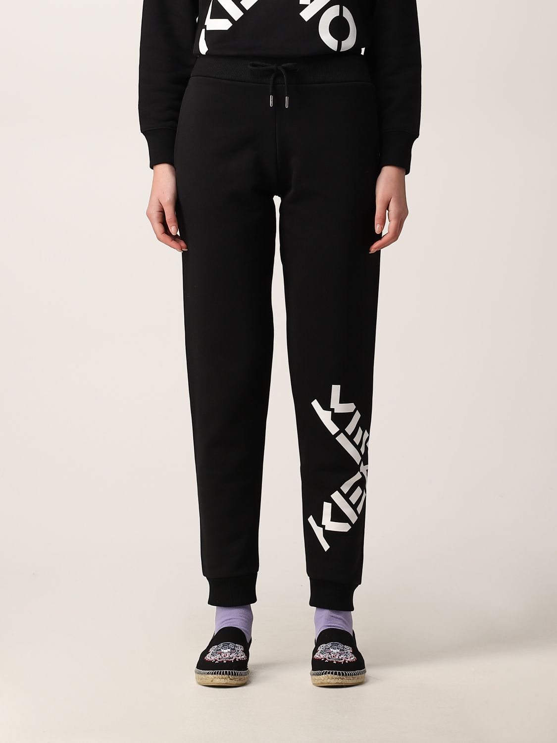 Pantalone Kenzo: Pantalone jogging Kenzo in cotone con logo nero 1