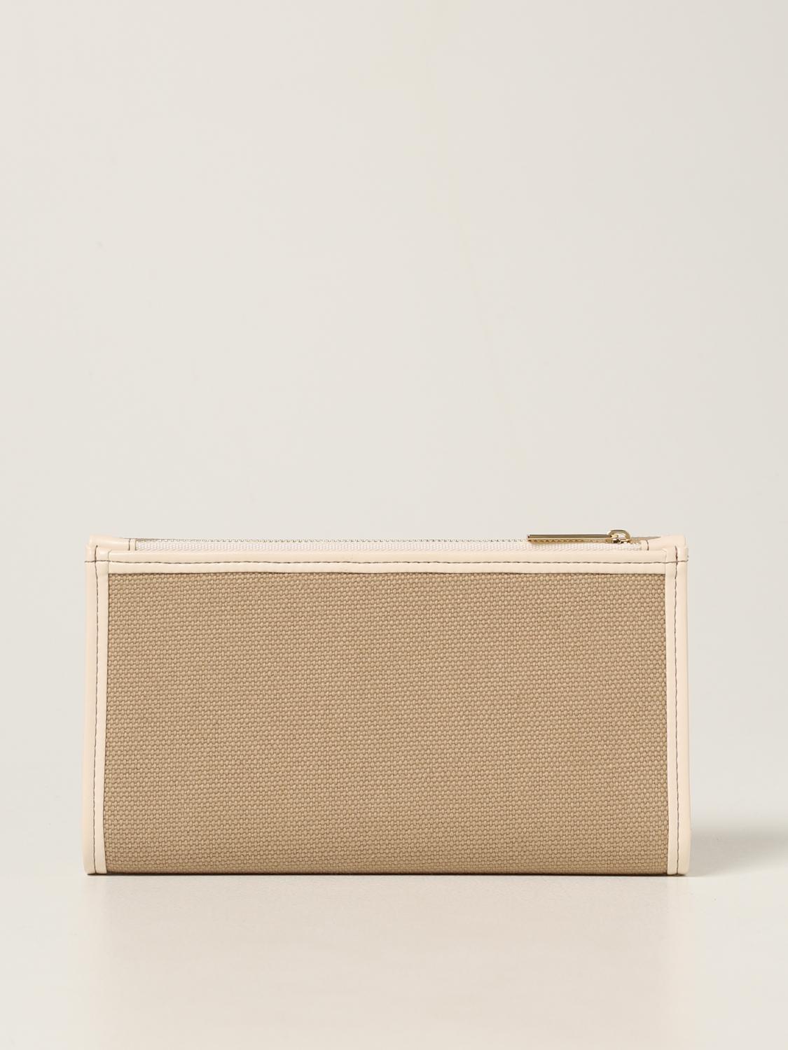 ELISABETTA FRANCHI: Portafoglio Elisabetta in canvas e pelle sintetica -  Beige | Portafoglio Elisabetta Franchi PF01A GIGLIO.COM