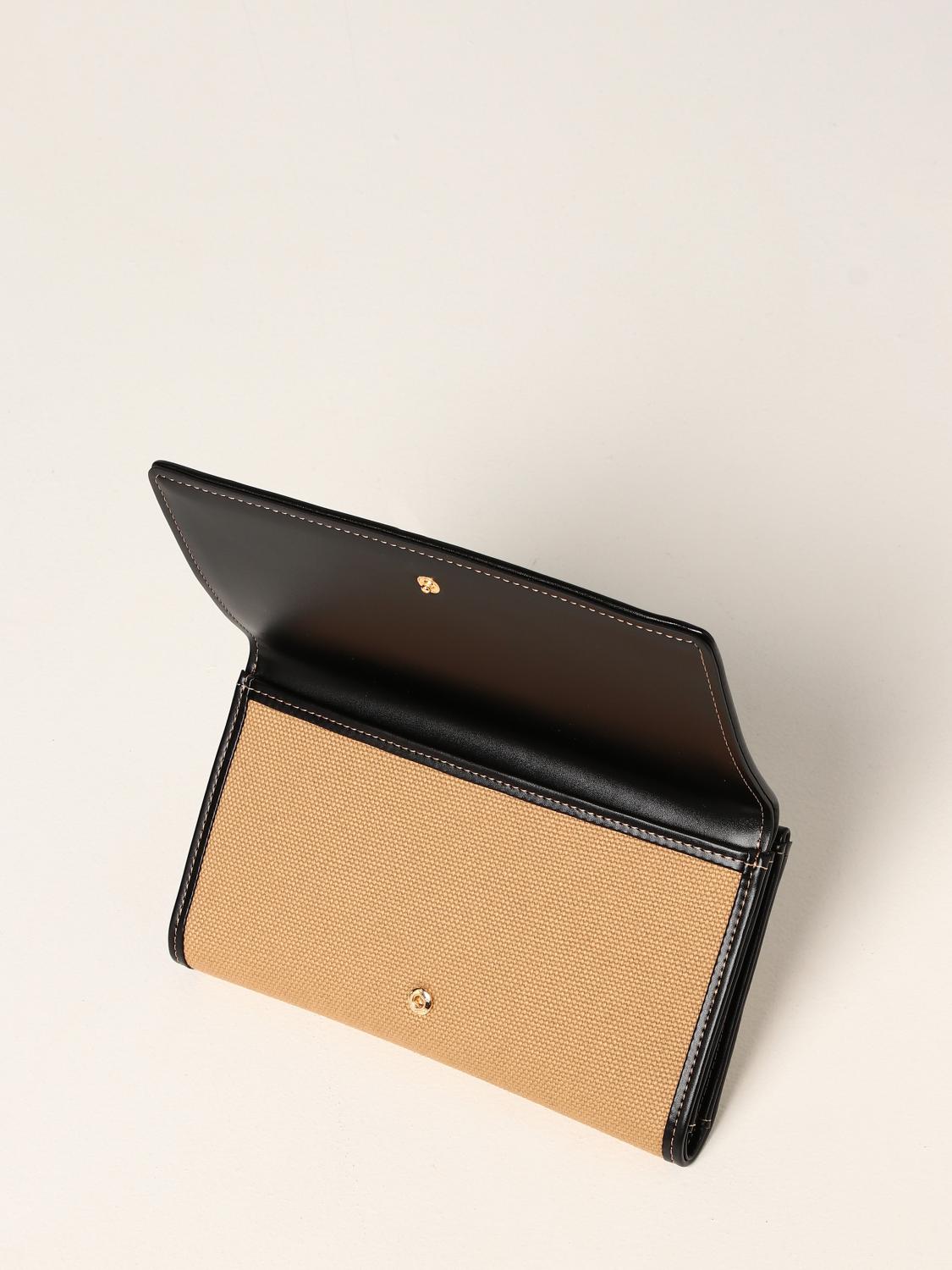 ELISABETTA FRANCHI: Portafoglio Elisabetta in canvas e pelle sintetica -  Cammello | Portafoglio Elisabetta Franchi PF01A GIGLIO.COM
