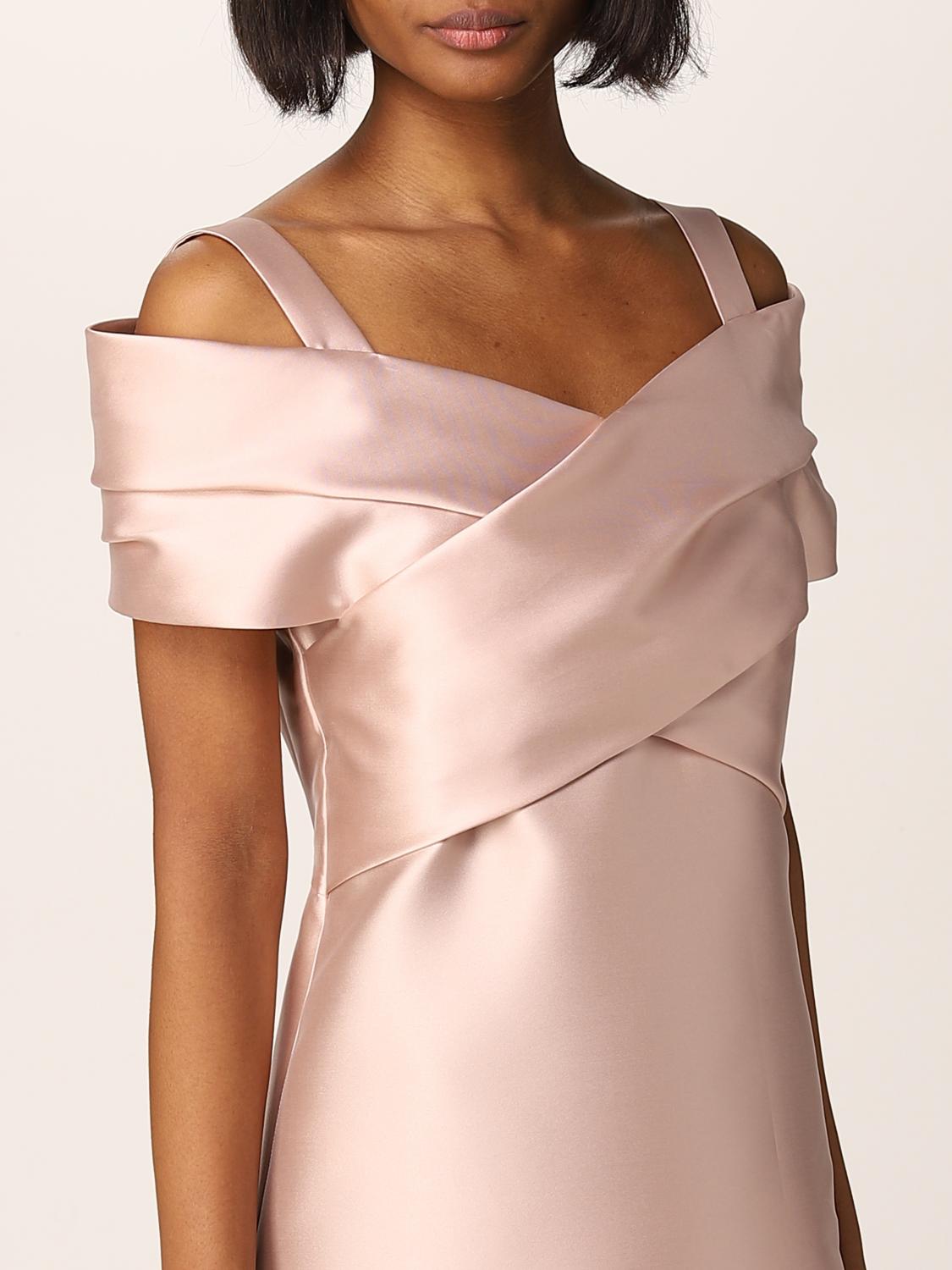 ALBERTA FERRETTI: Abito corto in raso - Rosa | Abito Alberta Ferretti  04191617 GIGLIO.COM