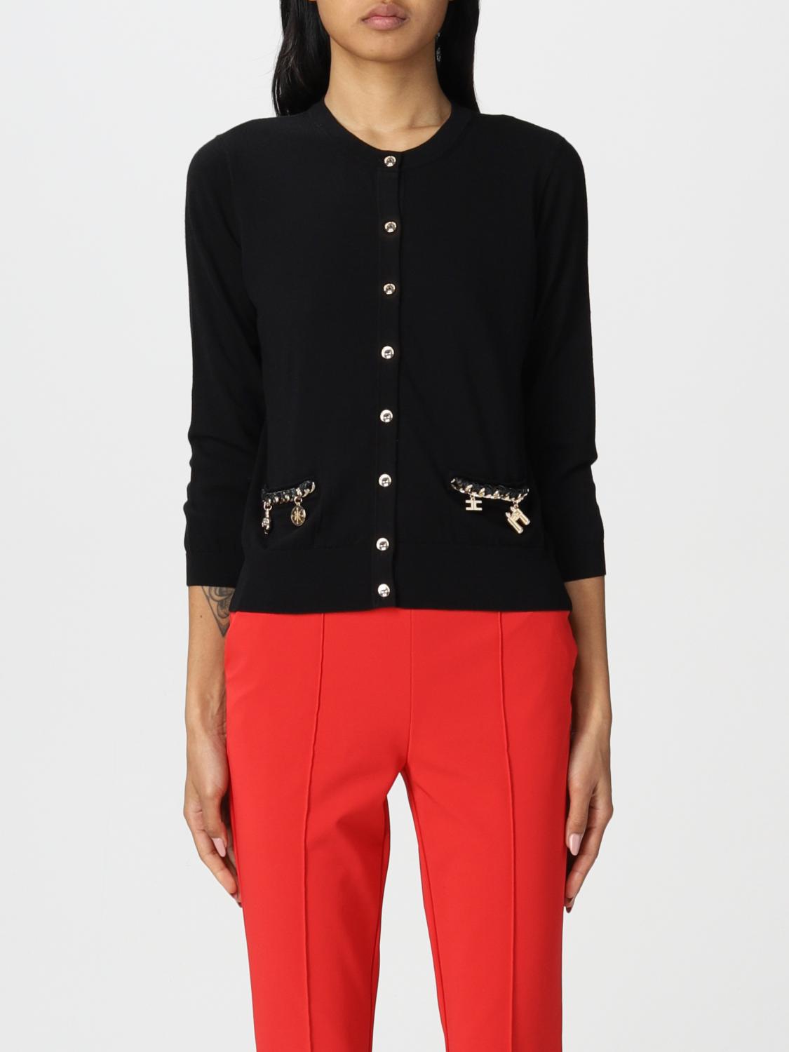 ELISABETTA FRANCHI: Cardigan con maglie metalliche - Nero | Cardigan  Elisabetta Franchi MK99S GIGLIO.COM