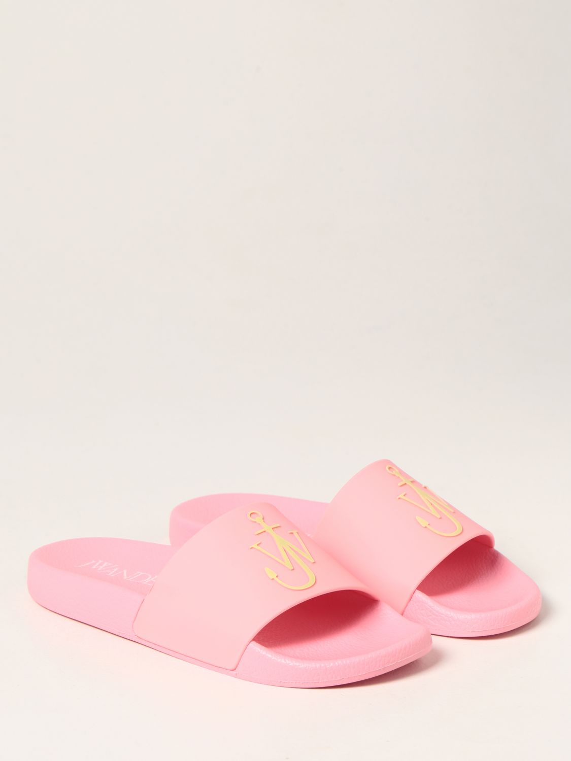 JW ANDERSON: slide sandal in rubber - Pink | Jw Anderson flat sandals ...