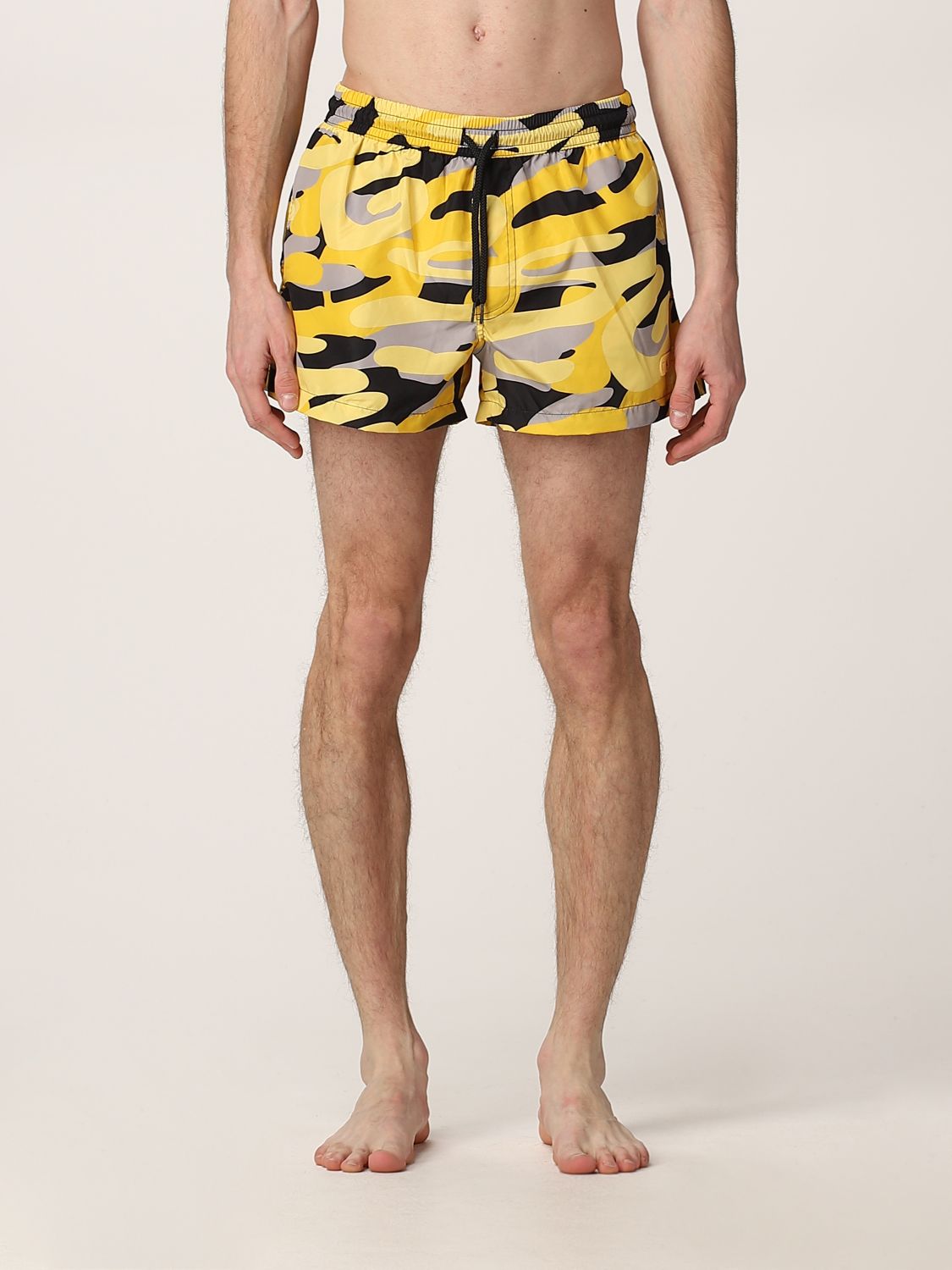 GCDS: boxer swimsuit with all over print - Yellow | Gcds swimsuit ...