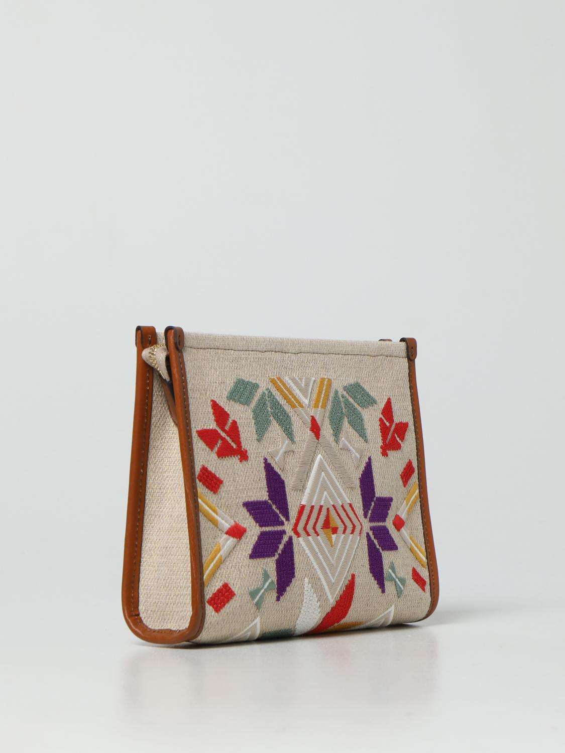 ETRO: Pochette in tela ricamata - Beige | Clutch Etro 1H7847034 GIGLIO.COM