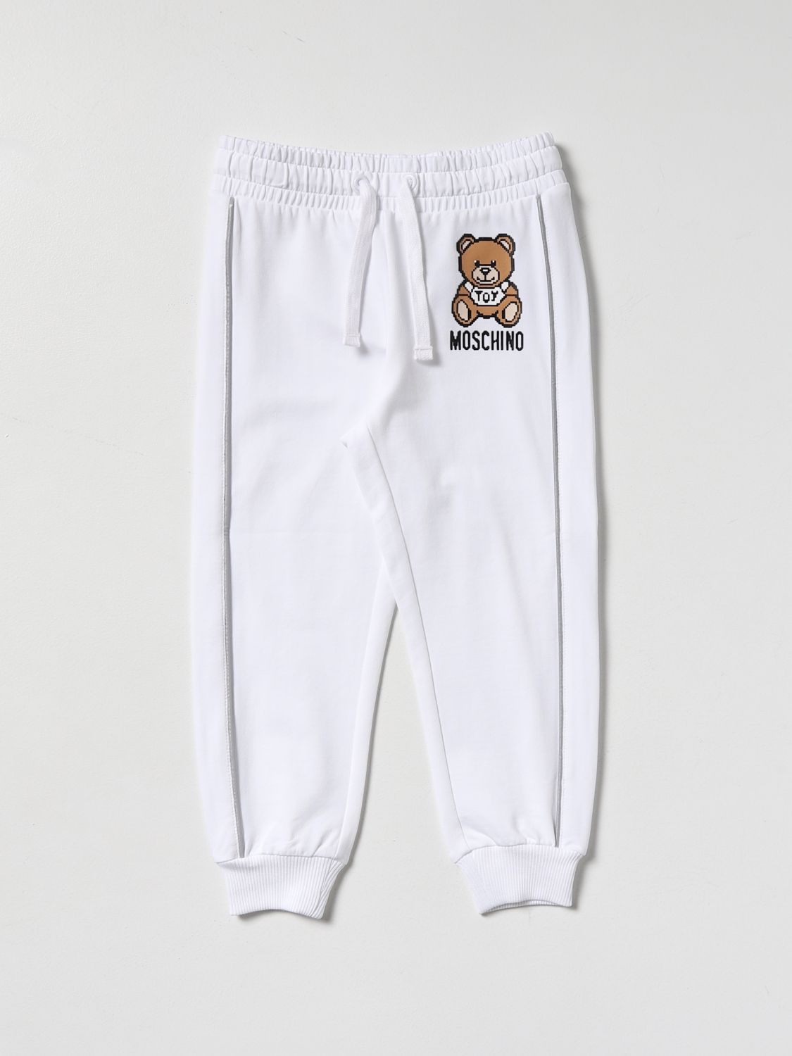 Pants Moschino Kid: Moschino Kid jogging pants with mini Teddy white 1