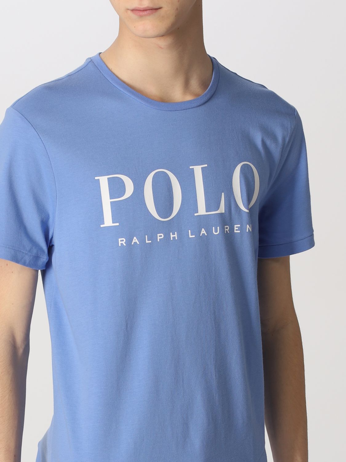 POLO RALPH LAUREN: cotton t-shirt with logo - Sky Blue | Polo Ralph Lauren t -shirt 710860829 online on 