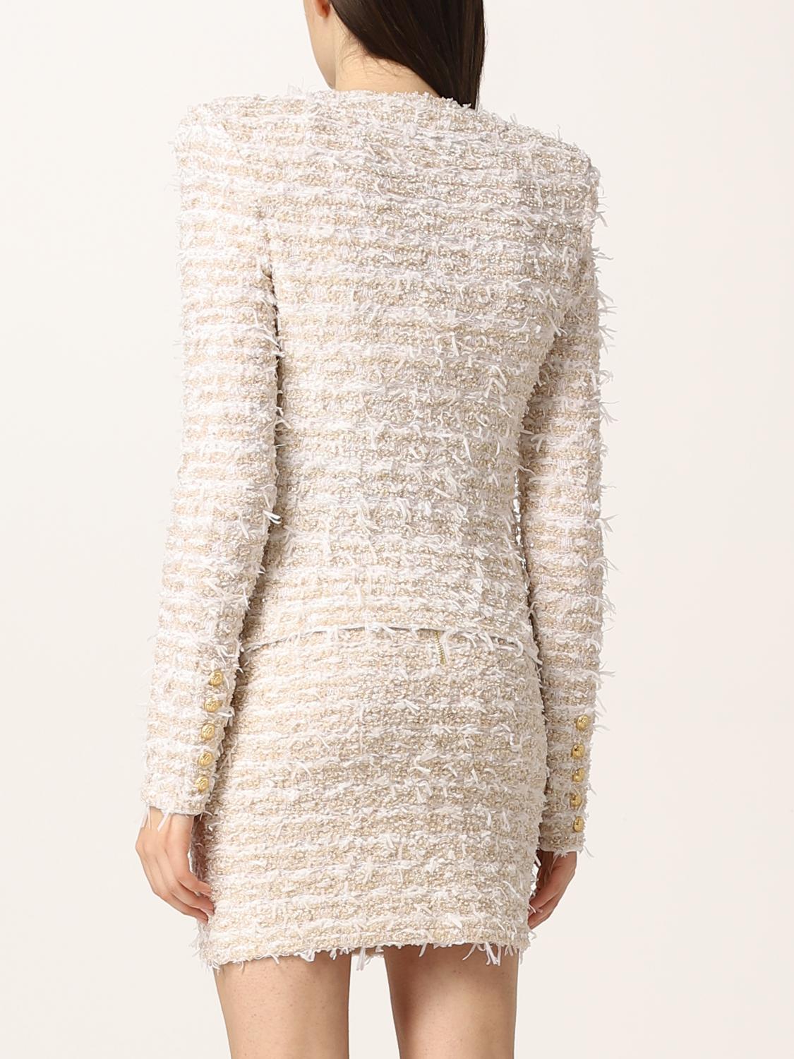 BALMAIN: tweed jacket - White | Balmain 