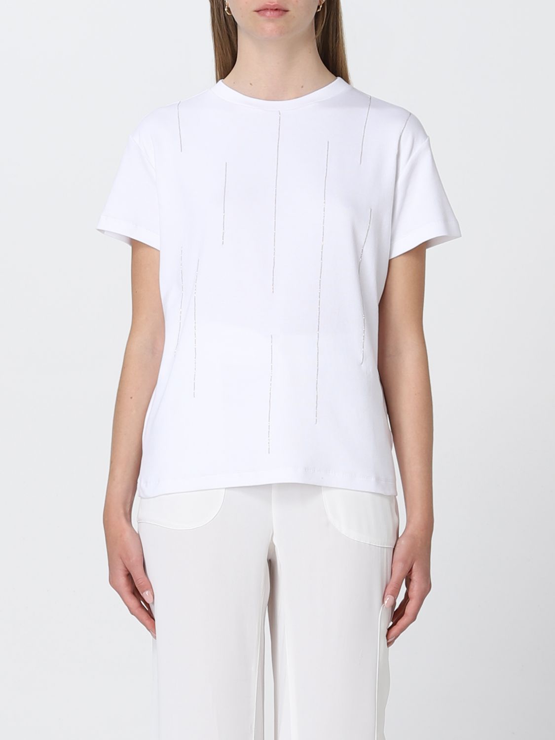 T-shirt Fabiana Filippi: T-shirt Fabiana Filippi con dettagli metallici bianco 1