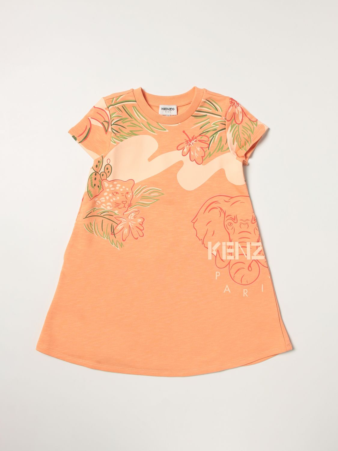 Dress Kenzo Junior: Kenzo Junior t-shirt dress with Kenzo logo orange 1