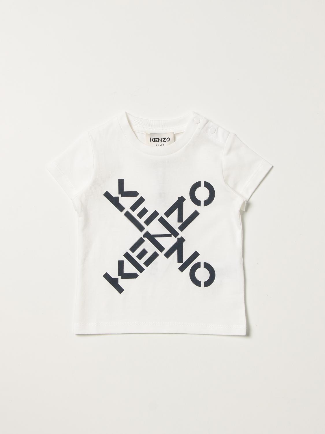 KENZO JUNIOR cotton tshirt with logo Ecru Kenzo Junior tshirt