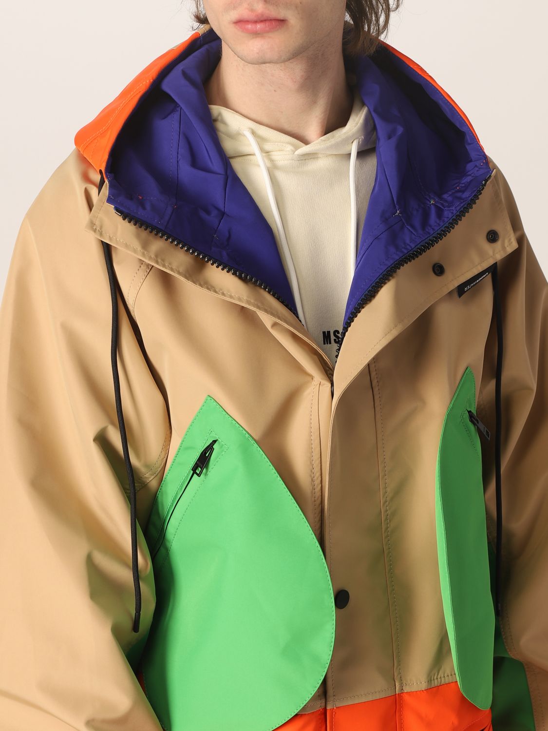 Msgm oversized jacket with color block panels