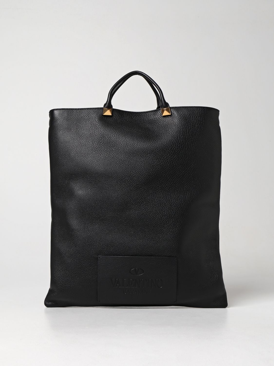 Bags Valentino Garavani: Valentino Garavani Identity hammered leather bag black 1