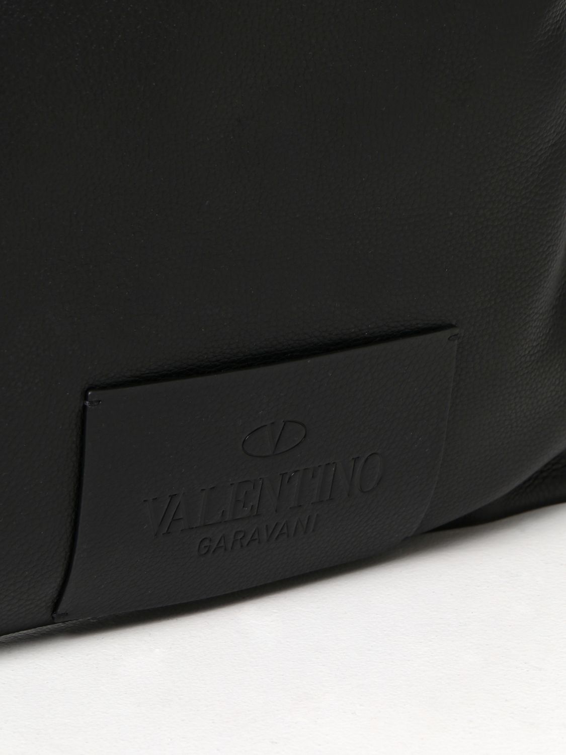 Bags Valentino Garavani: Valentino Garavani Identity hammered leather bag black 4