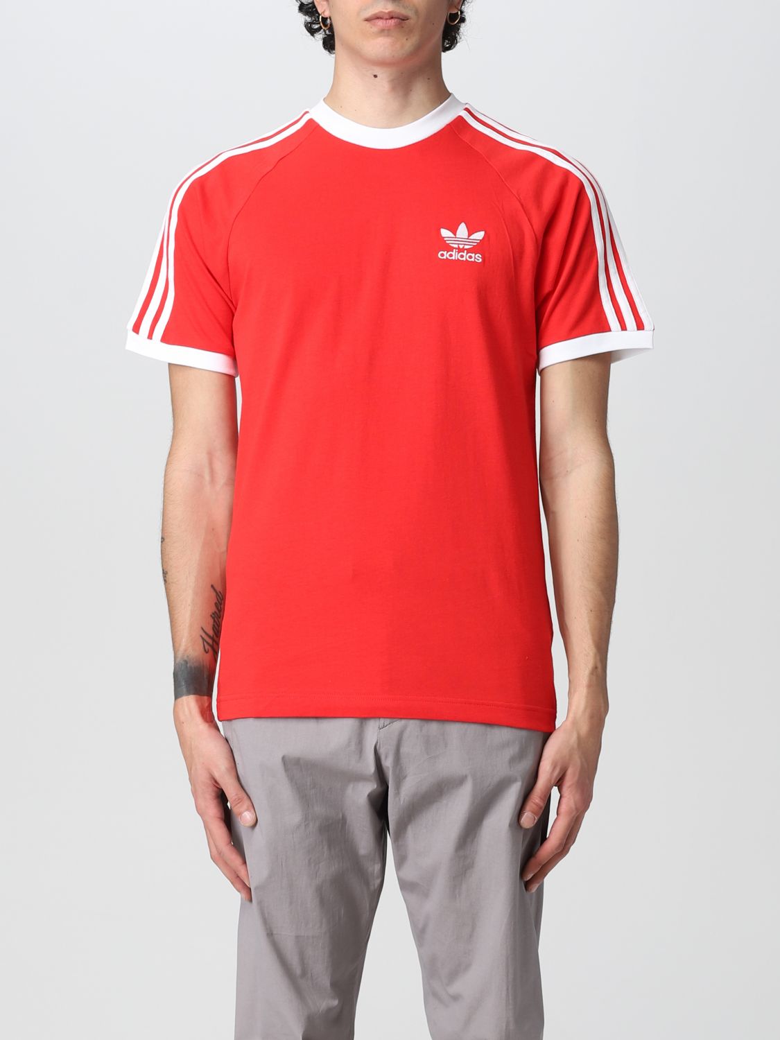 ADIDAS ORIGINALS: T-shirt with logo - Red | Adidas t-shirt HE9547 online on GIGLIO.COM