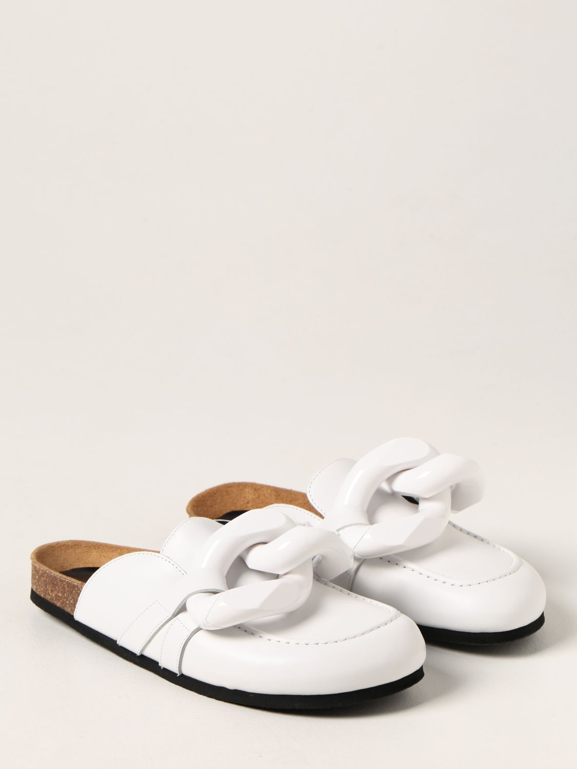 Flat shoes Jw Anderson: JW Anderson leather sabot with chain white 2