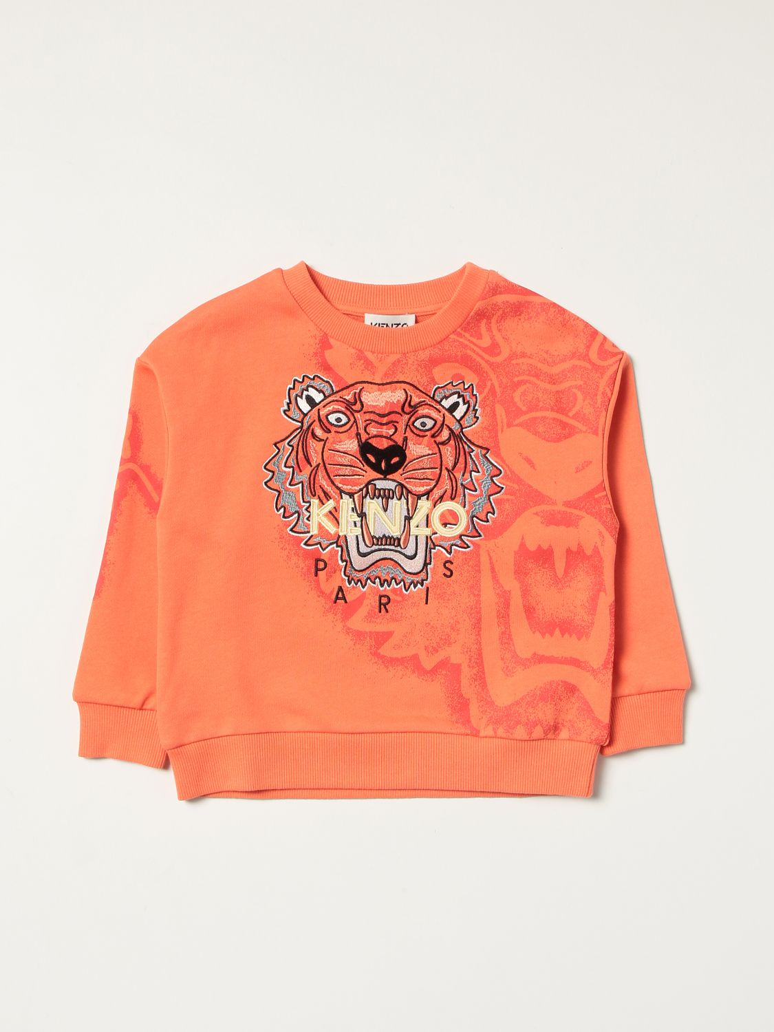 baseren Verlichten binnenkort KENZO JUNIOR: sweatshirt with Tiger Kenzo Paris logo - Orange | Kenzo  Junior sweater K25623 online on GIGLIO.COM