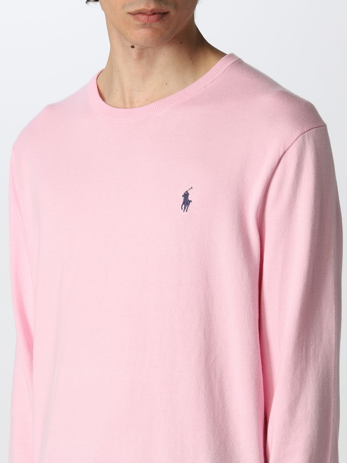 POLO RALPH LAUREN: basic jumper with embroidered logo - Pink | Polo ...