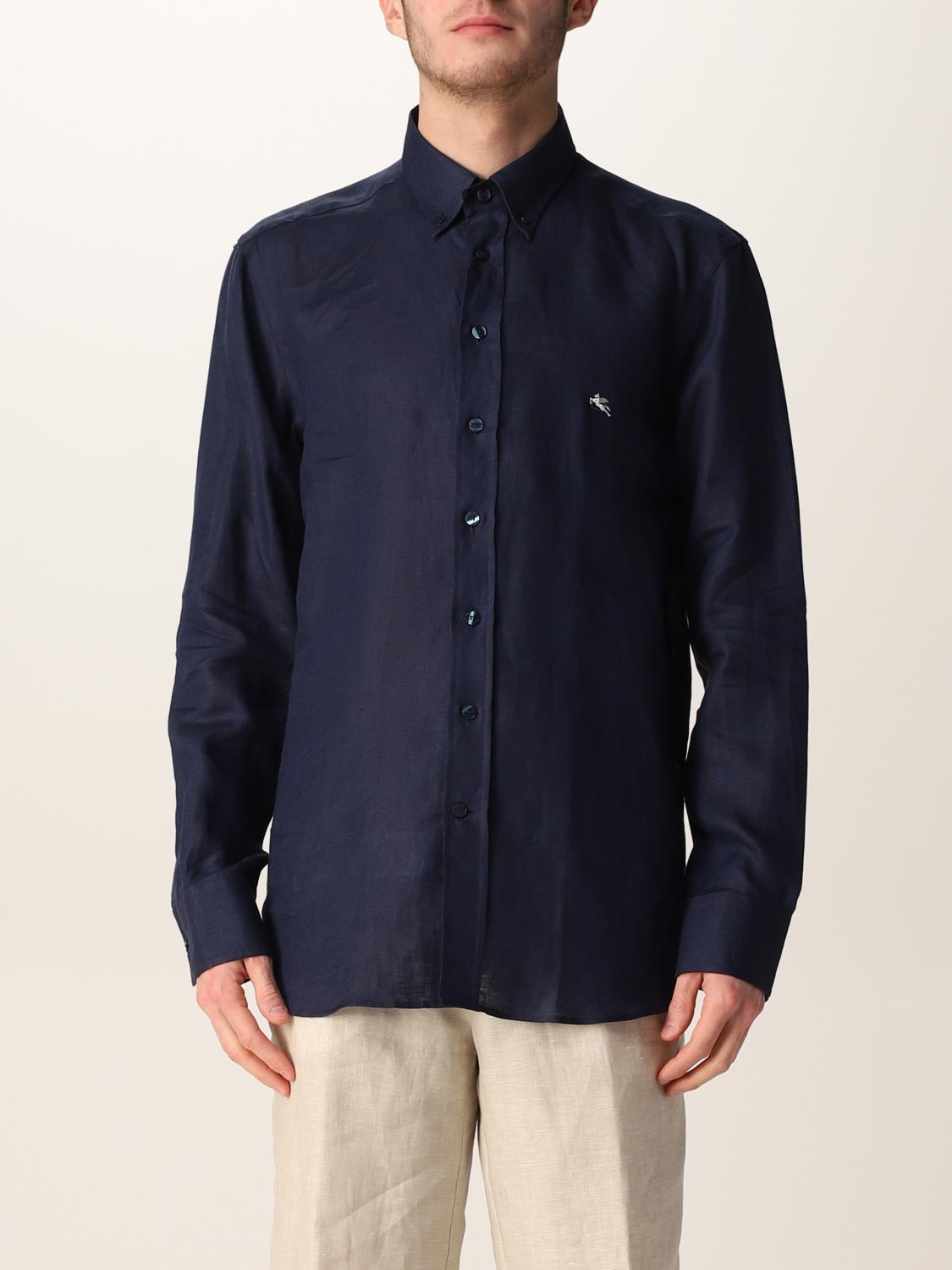 Etro シャツ メンズ ネイビー Giglio Comオンラインのetro シャツ