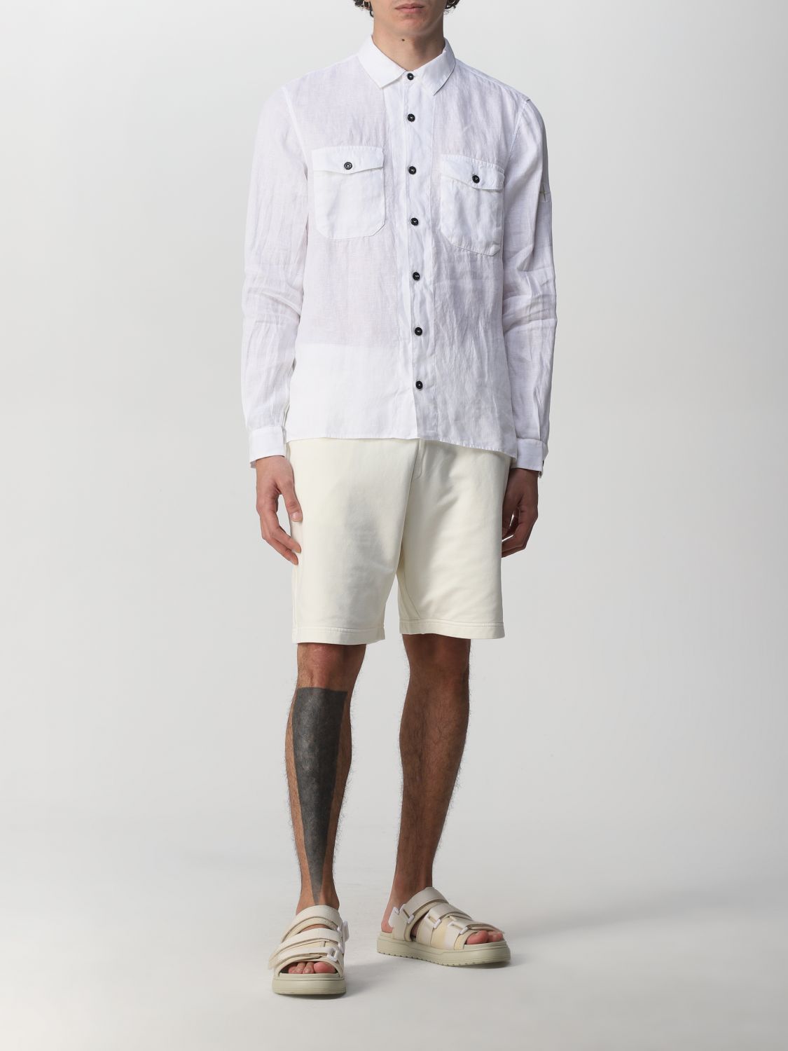 Herren Bekleidung Hemden Freizeithemden und Hemden Stone Island Baumwolle hemd in Weiß für Herren 