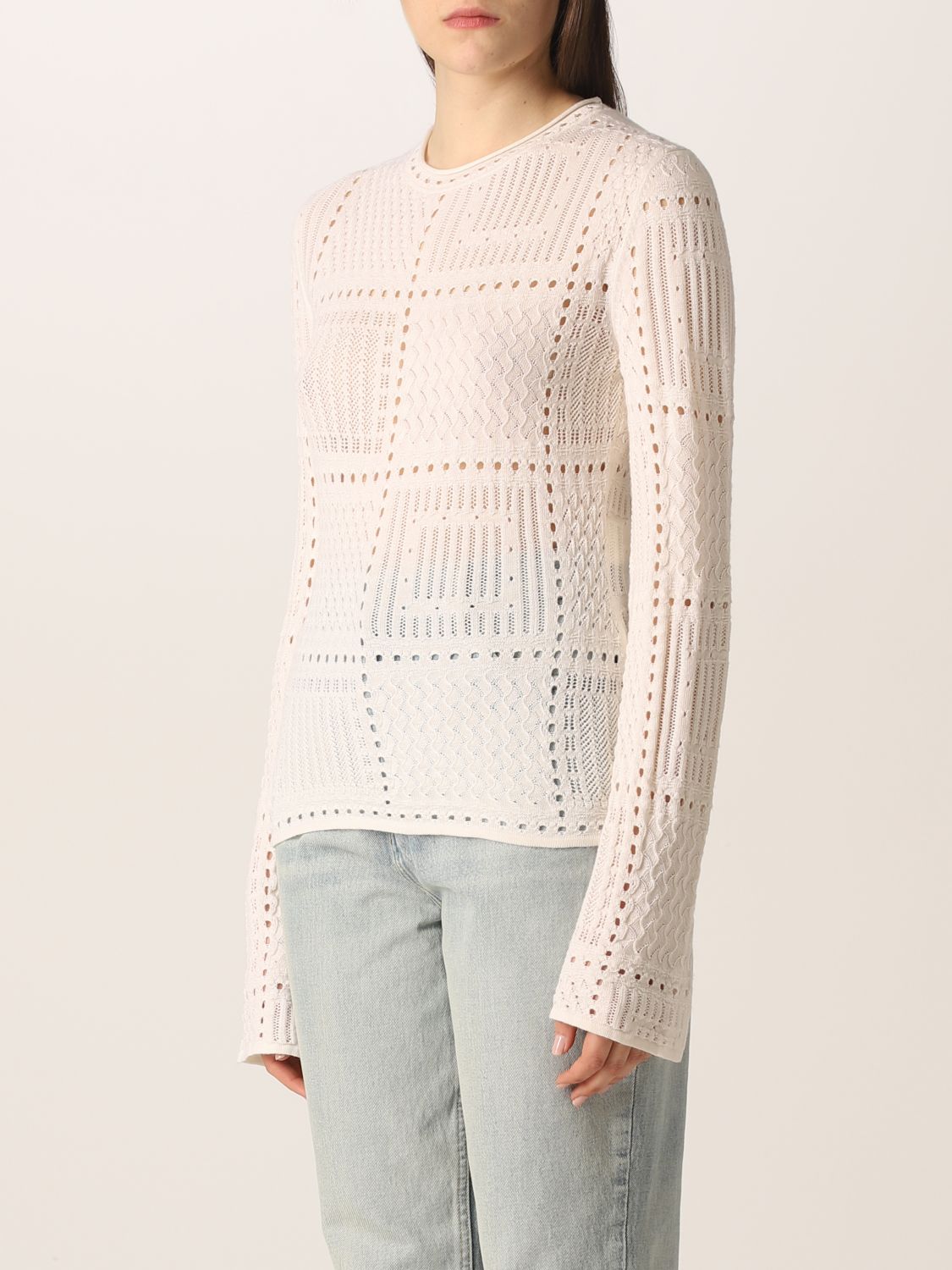 CHLOÉ: perforated wool and cashmere sweater - White | Chloé sweater ...