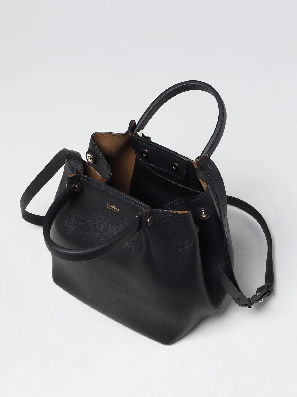 MAX MARA: leather tote bag - Black | Max Mara tote bags 45111326600 ...