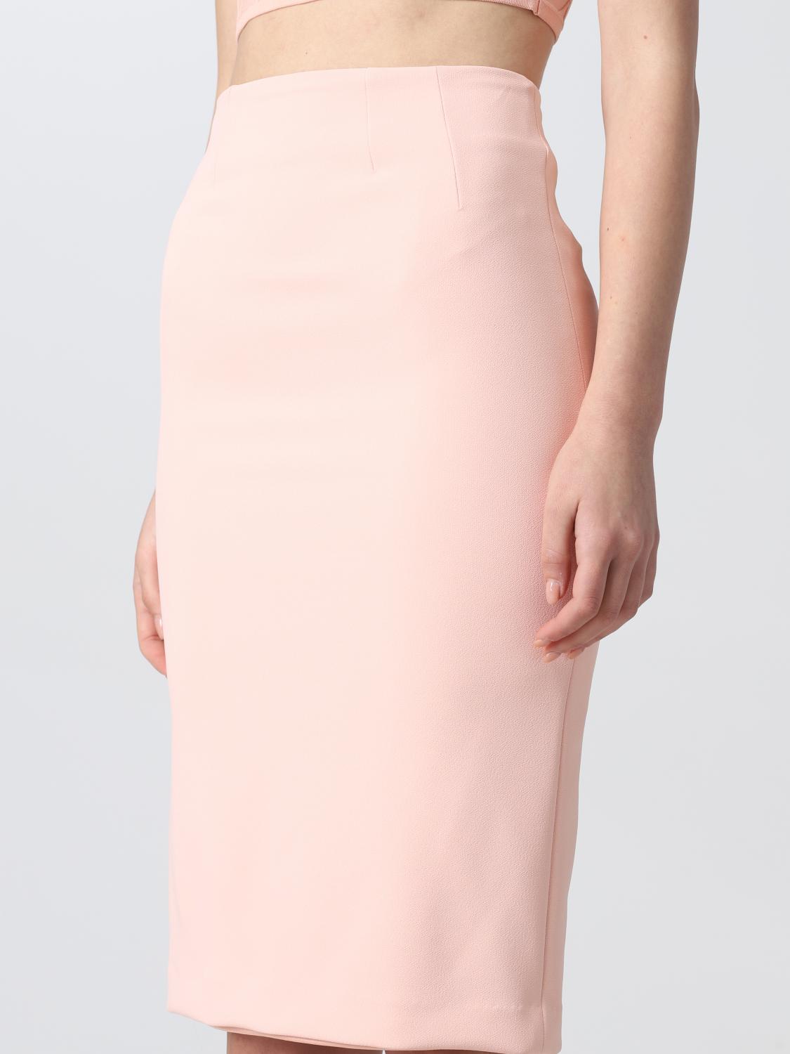 ELISABETTA FRANCHI: Gonna a tubino con logo - Corallo | Gonna Elisabetta  Franchi GO005 GIGLIO.COM