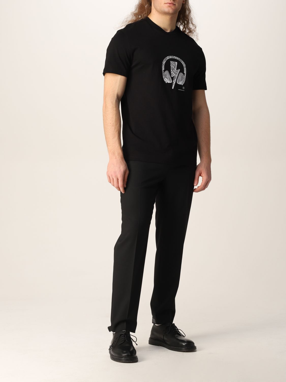 T-shirt Neil Barrett: Neil Barrett T-shirt with headphones and lightning print black 2