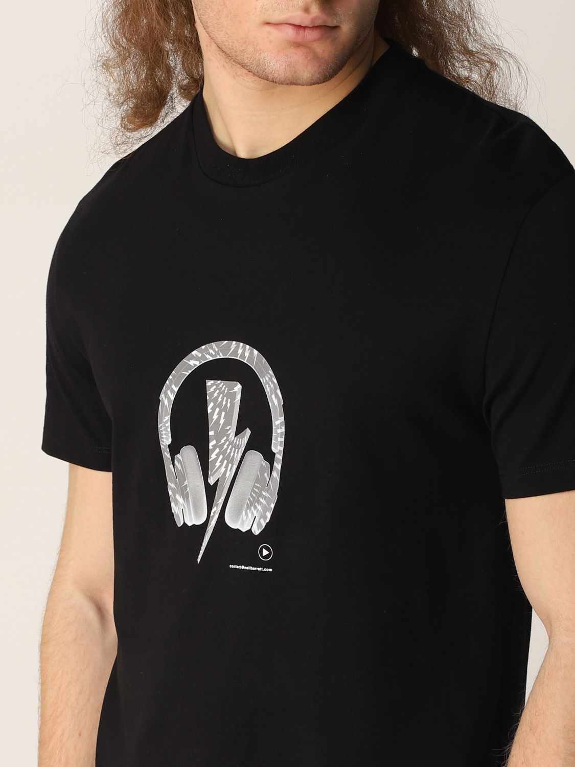 T-shirt Neil Barrett: Neil Barrett T-shirt with headphones and lightning print black 4