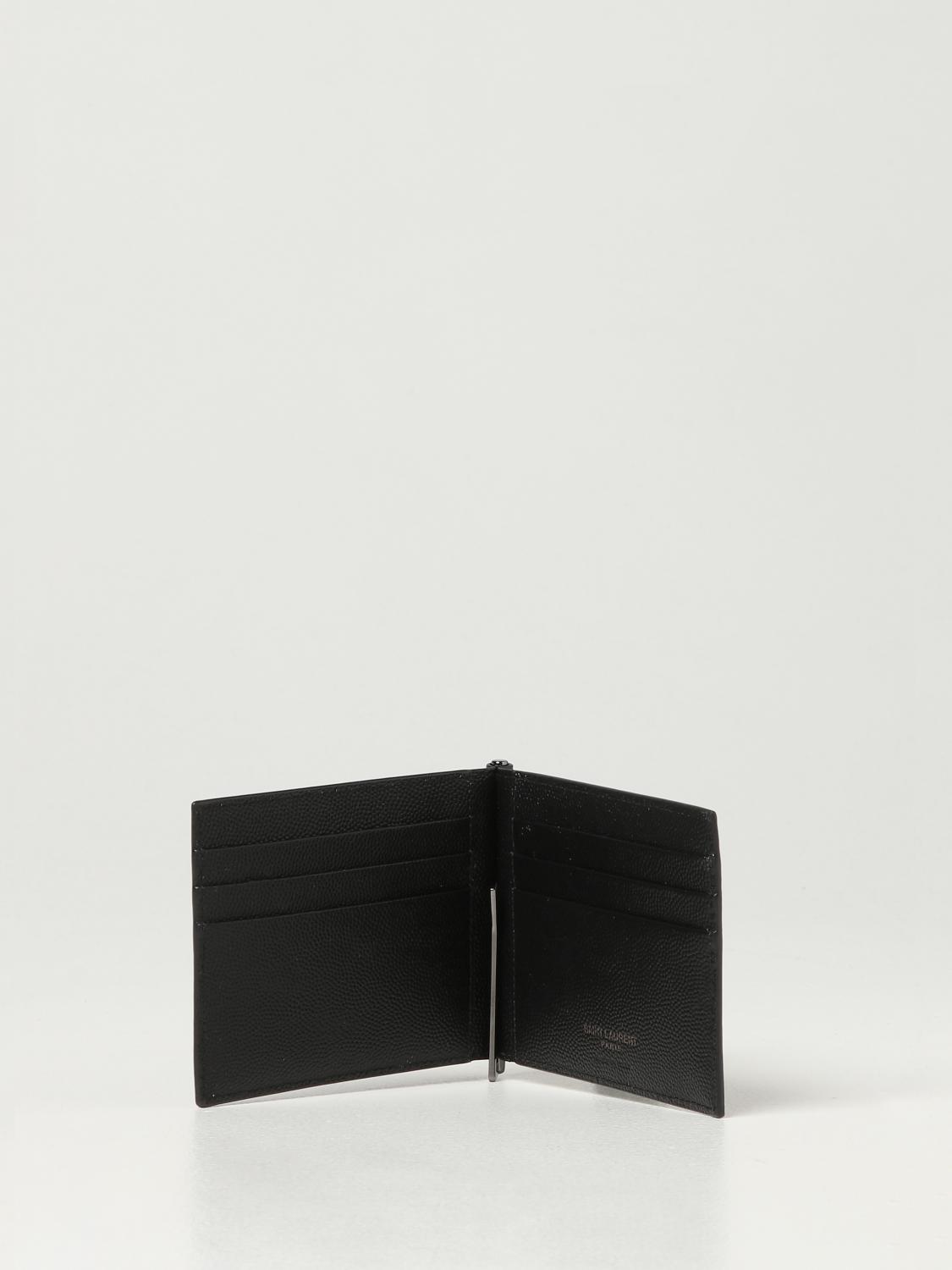 SAINT LAURENT: Portafoglio fermasoldi in pelle grain de poudre - Nero |  Portafoglio Saint Laurent 485630BTY0U GIGLIO.COM