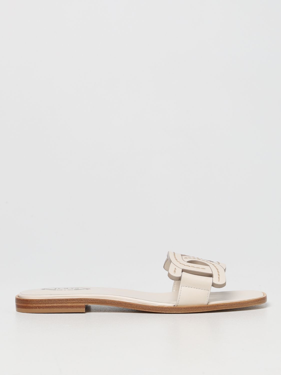Tod's Leather Sandals In Cream
