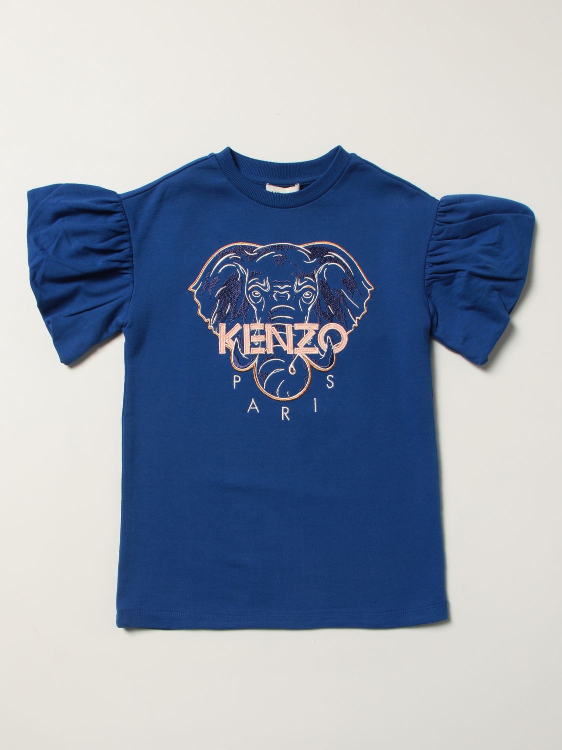 Dress Kenzo Junior: Kenzo Junior t-shirt dress with Elefante Kenzo Paris logo royal blue 1