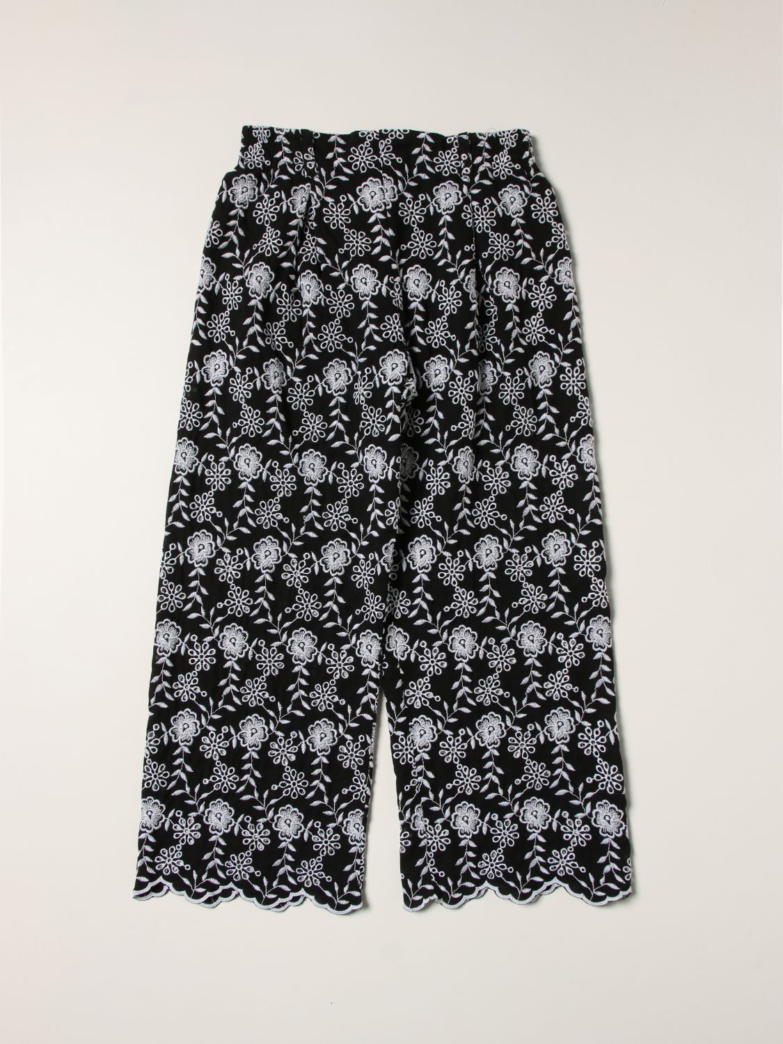 Pants Monnalisa: Monnalisa jogging trousers with floral embroidery black 1