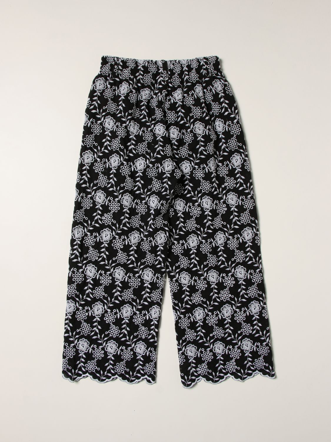 Pants Monnalisa: Monnalisa jogging trousers with floral embroidery black 2
