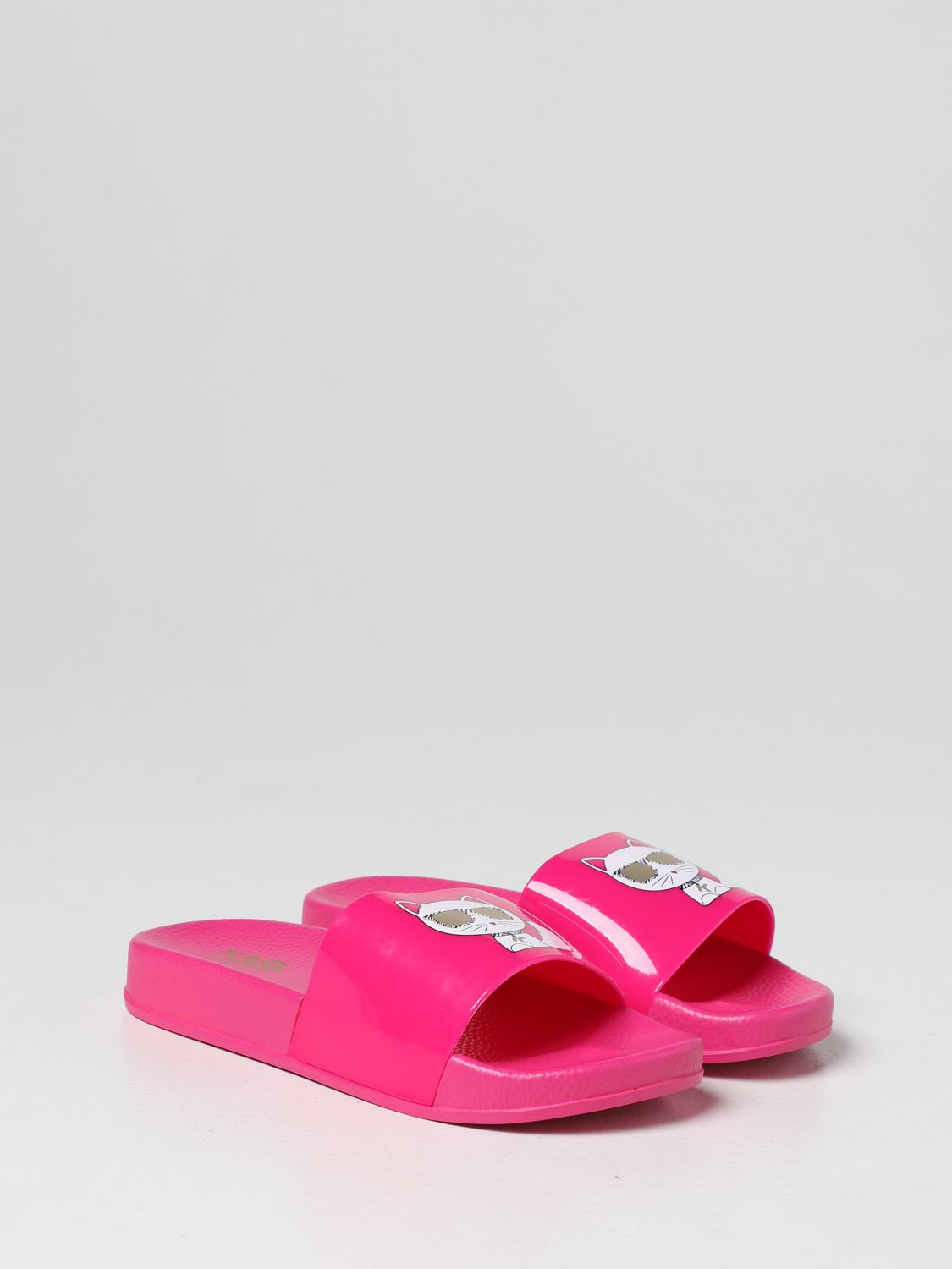 KARL LAGERFELD KIDS: slide sandal in rubber - Raspberry | Karl ...