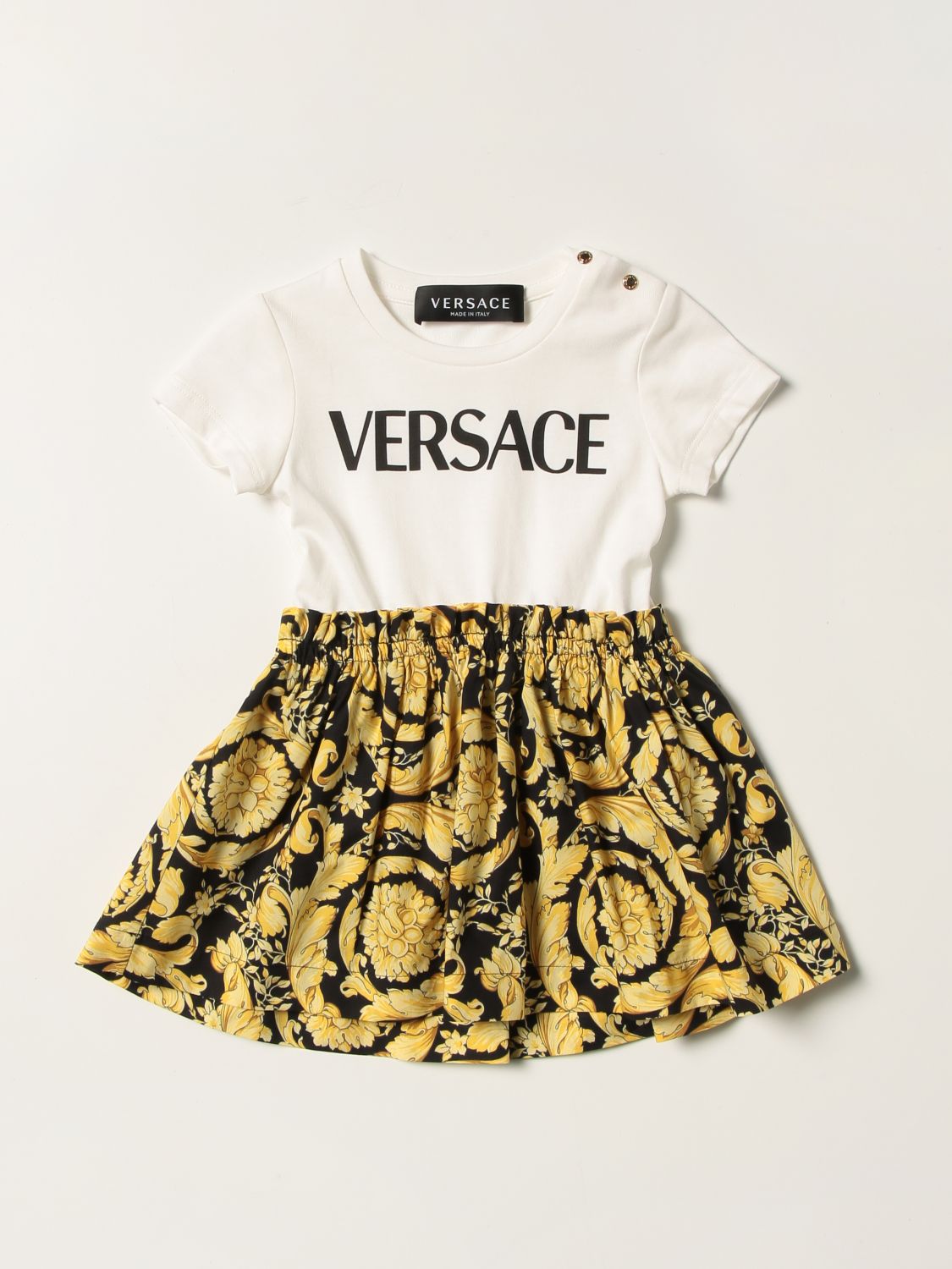 Romper Young Versace: Versace Young dress with baroque patterned skirt white 1 1